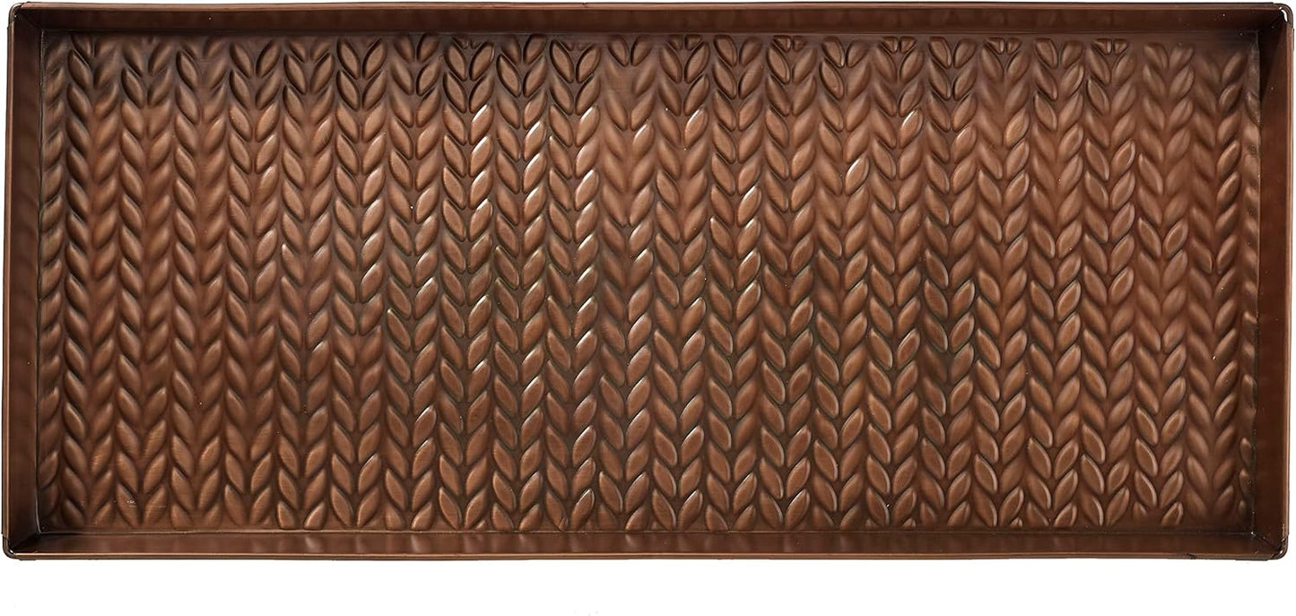 HF by LT Birch Forest Pattern Metal Boot Storage Tray, 30 x 13 inches, Antique Copper Finish