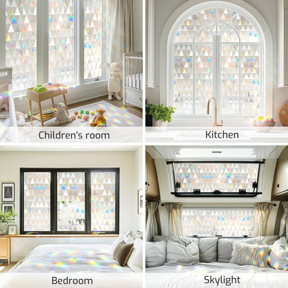 LUTE Window Privacy Film, Frosted Glass Window Film for Bathroom, Static Cling Removable Heat Control Glass Coverings, Non Adhesive Opaque Door Sticker for Home Office (Pure, 17.5" x 78.7")