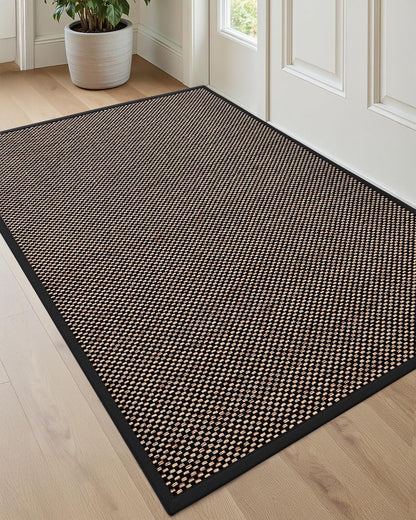 DEXI Ultra Thin Entryway Indoor Door Mat 24x36, Non Slip Rubber Backing Inside Entry Mat, Low Profile Easy Clean Dirt Trapper Doormat for Inside Entrance Patio, Beige