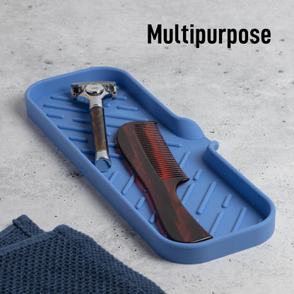 Zulay Kitchen (9x3.5in) Sponge Holder for Kitchen Sink - Flexible Heavy-Duty Multipurpose Sink Caddy - Counter Organizer for Kitchen, Bathroom, Makeup, Trinkets & More! (Grey)
