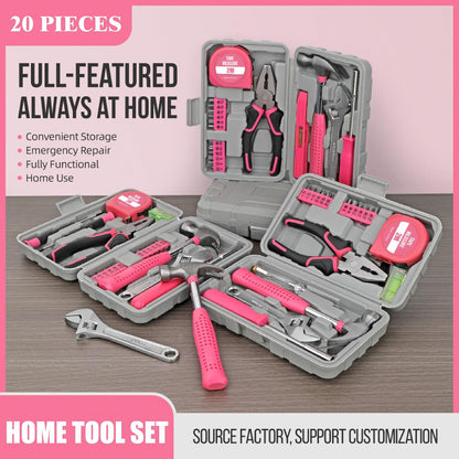 20 Pcs Basic Tool Kit, Compact Home Tool Set with Mini Tool Box, Ideal for Household Repairs, Office Maintenance, Simple DIY, General Tools User-friendly for Beginners, Women & Student(Yellow)