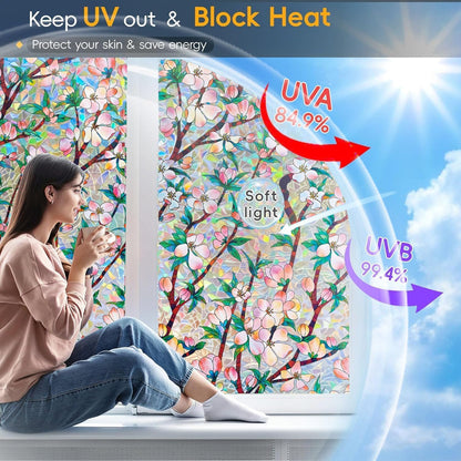 Frosted Glass Window Privacy Film Decorative with Tools, 2 Way Frosting Privacy Film for Glass Door, Static Cling Tint for Home Anti-UV, Covering Clings 23.6" by 77"