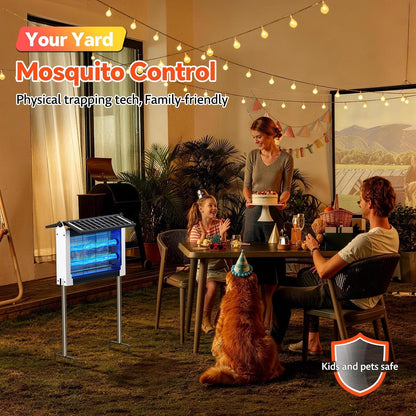 Solar Bug Zapper Outdoor, Dual Solar Panels, 4500V Waterproof Portable Mosquito Zappers, Cordless Fly Trap w/Auto Mode, Rechargeable Mosquitoes Insect Killer for Patio Yard Camping Garage(White)