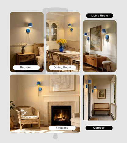 UME Wireless Sconces Set of 2 with Remote, 5200mAh Battery Powered Sconces - Small Rechargeable Sconces w/ 3 Color Temps & 5 Brightness Levels for Bedroom, Living Room, Wall Painting, Cafe (Black)