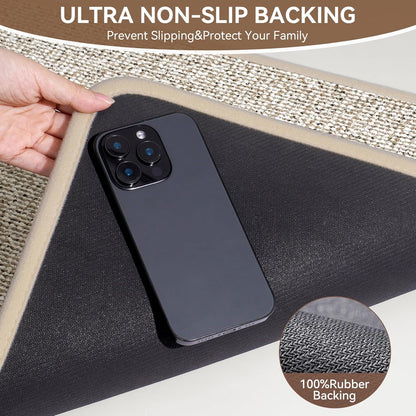 Non Slip Bath Mat with Rubber Backing, Absorbent Quick Dry Bath Rugs Washable, Thin Bathroom Rugs Fit Under Door for Bathroom Floor, Shower and Sink, 16"×24", Grey