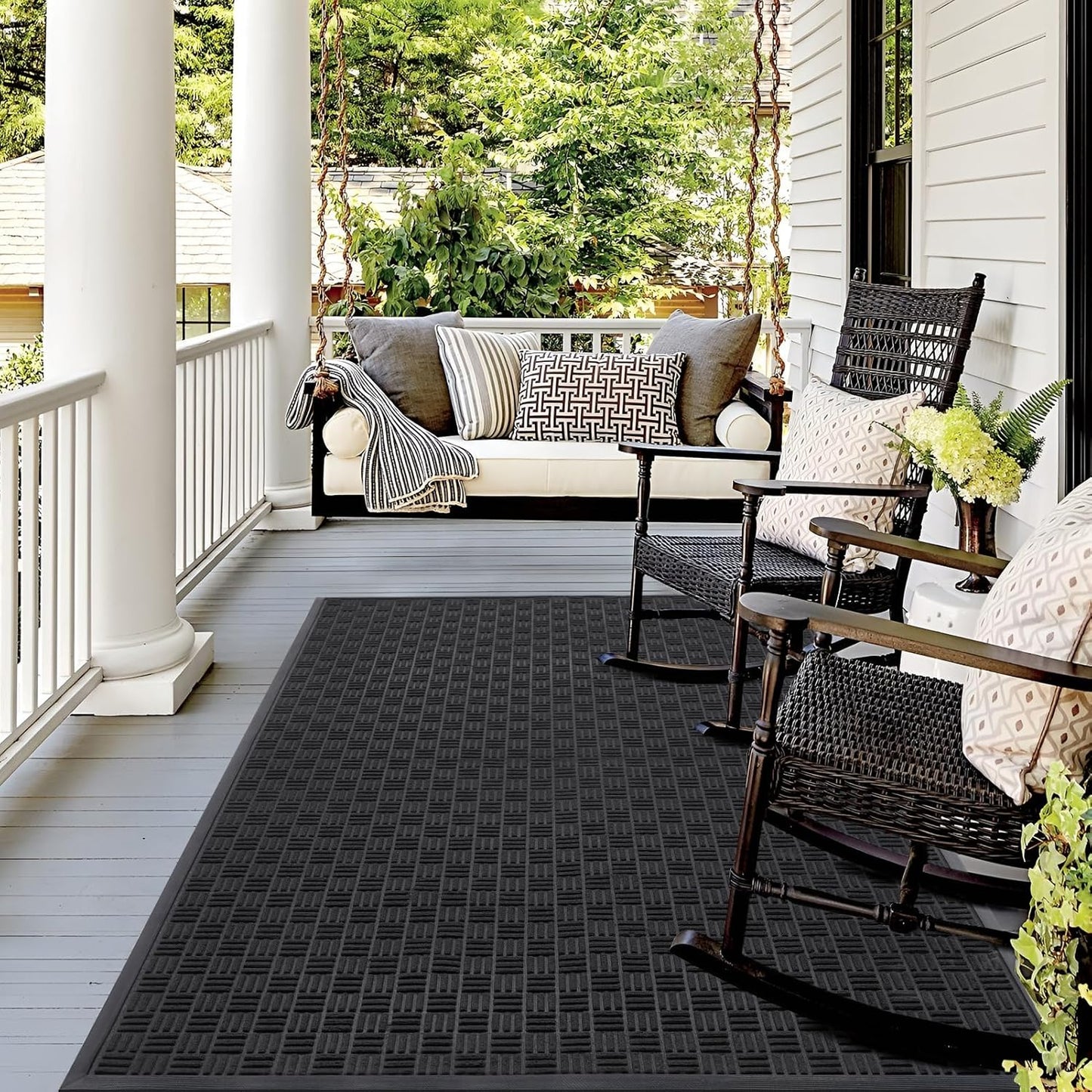 Mibao Front Door Mat, Heavy Duty Durable Welcome Mat for Outdoor Indoor, Dirt Trapper Waterproof Super Absorbent Door Mat for Entryway Outside Patio Porch, 29.5" x 17", Grey
