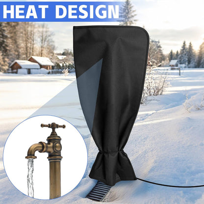 codree Heated Outdoor Faucet Covers for Winter, 25.1" x 11.8" Waterproof Insulated Spigot Cover Freeze Protection, Reusable Garden Pipe Wrap Insulation Faucet Socks for Outside Lawn Yard Water Faucets