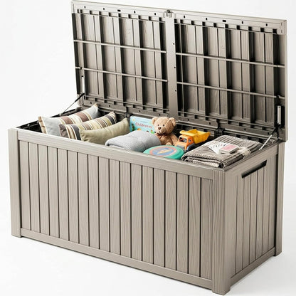 TARKARI 275 Gallon Resin Deck Box, Waterproof Outdoor Storage Box, Lockable for Patio Furniture, Garden Tools, Pool Accessories, UV-Resistant for All Weather Use, Black