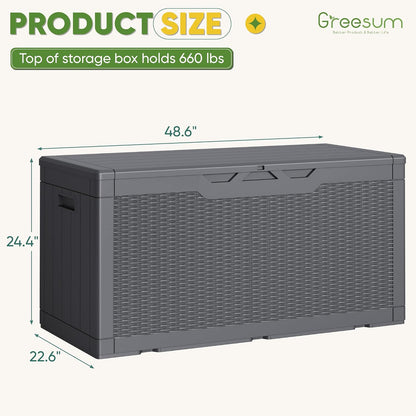 Greesum 31 Gallon Resin Deck Box All Weather Outdoor Storage Boxes for Patio Furniture Set,Outdoor Toys,Garden Tools,Black