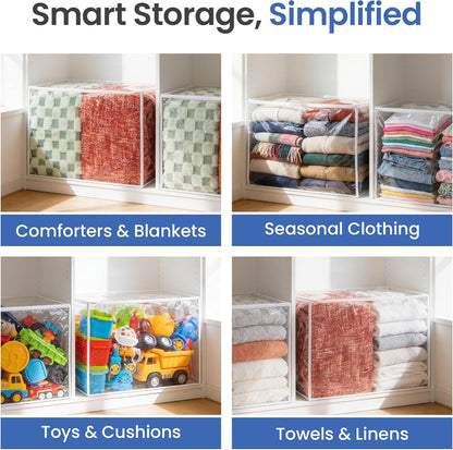 Handy Laundry Comforter Storage Bag – Large 90L Clear Zippered Organizer for Blankets, Bedding, Clothes & Pillows, Durable Plastic Storage for Closet, Moving, Under Bed – Dust & Moisture Protection