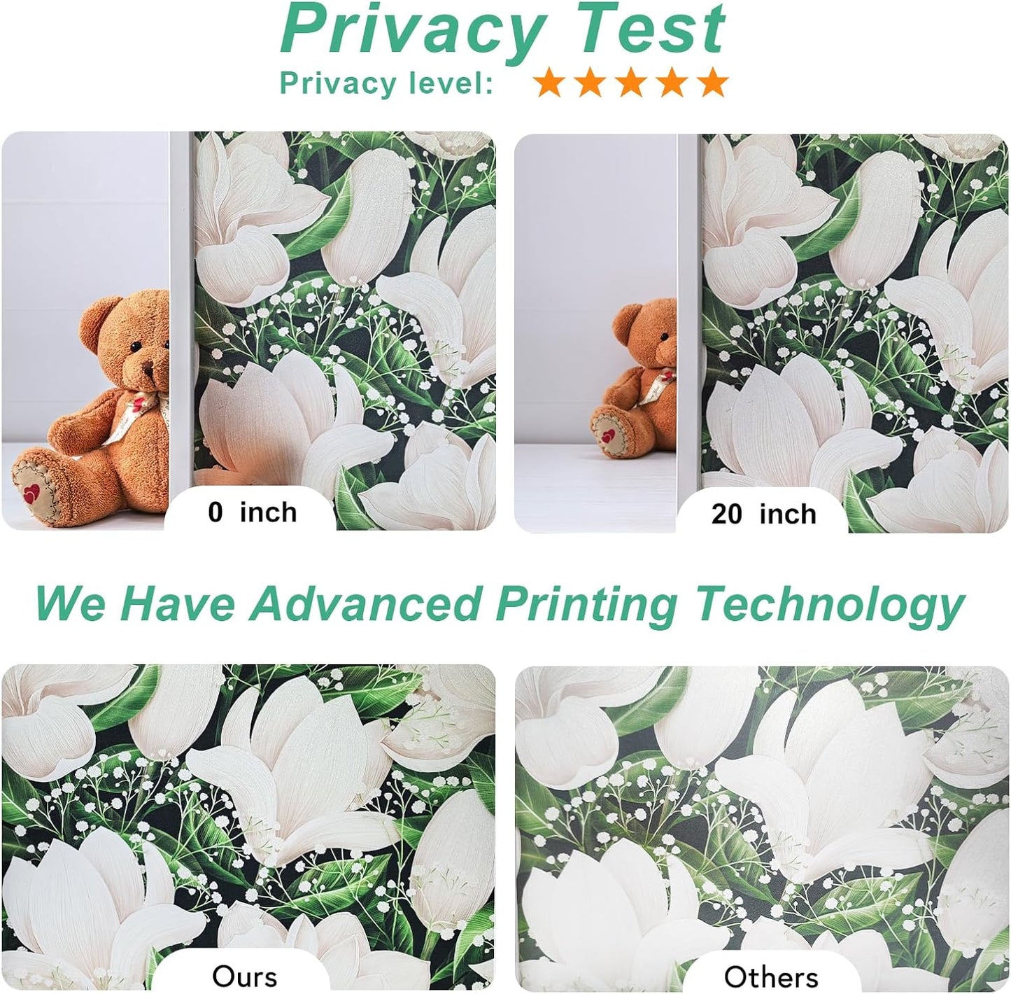 SOMWISE Frosted Glass Window Film, Heat Insulation, UV Block, Anti-Glare, One Way Privacy Tint, Static Cling for Home Bathroom Door, Renter Friendly, Day & Night Privacy