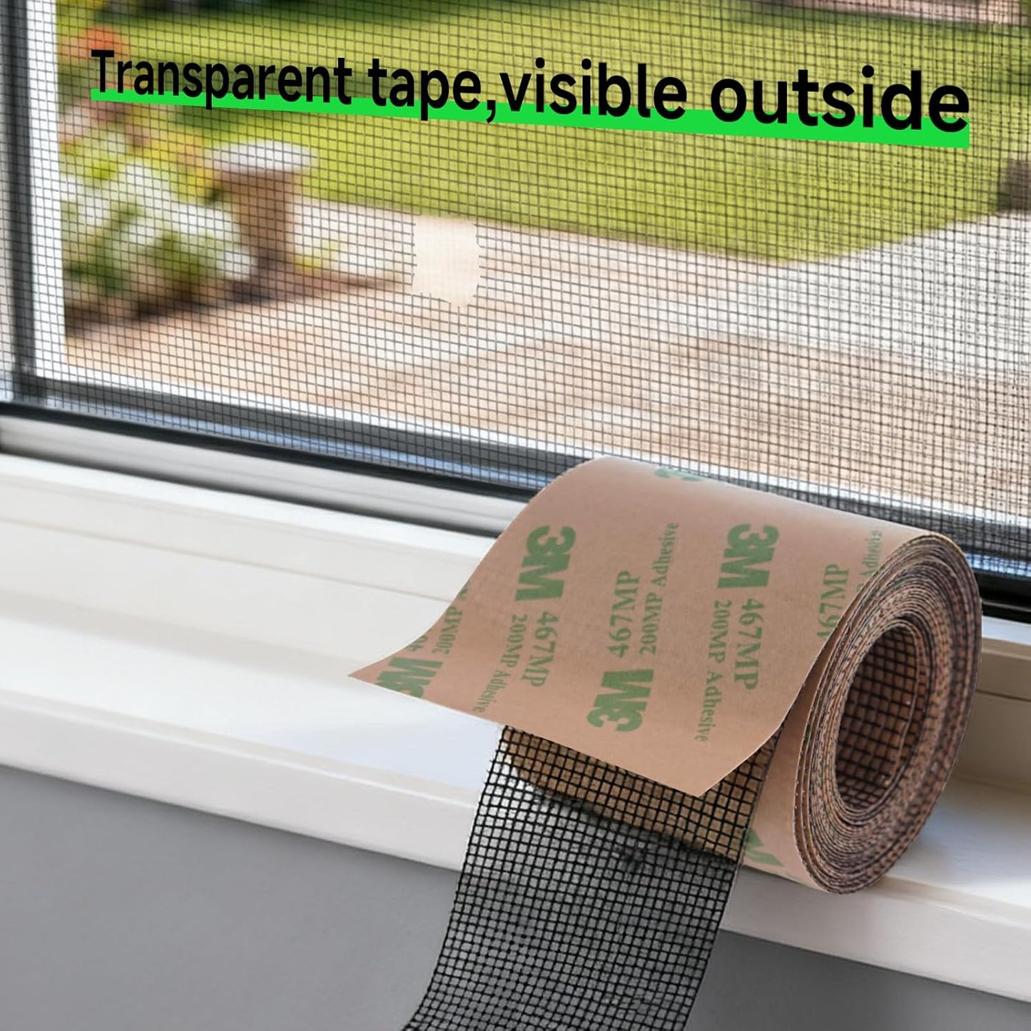 Window Screen Repair Tape, Made of 3M Tape, Screen Repair Kit for Small Holes and Tears of Windows, Doors, Mosquito Net, Strong Adhesive Patch Kit Fiberglass Mesh Tape (Transparent)
