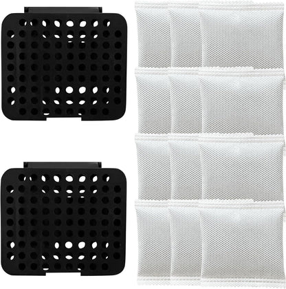 2 Pack Stick On Deodorizing Box, 12 Pack Odor Removing Refills for Trash Can, Activated Charcoal Odor Eliminator for Indoor Kitchen Trash/Diaper Pails/Wardrobe/Shoe Cabinet (Black)