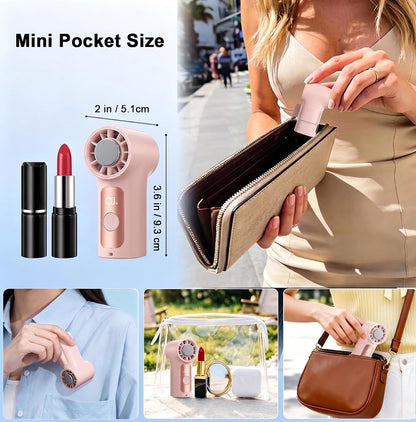 Portable Handheld Mini Fan with Ice Cooling Plate, Personal Clip On Turbo Fan Rechargeable, 18000 RPM 6 Speeds, 360° Detachable Clip, Pocket AC Fans Blow Cold Air for Beach Car Stroller Travel Makeup