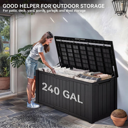 YITAHOME 31 Gallon Outdoor Storage Box | Resin Deck Box and Waterproof Package Delivery Box for Gardening Tools, Pool Supplies, Patio Furniture, Lockable, Taupe