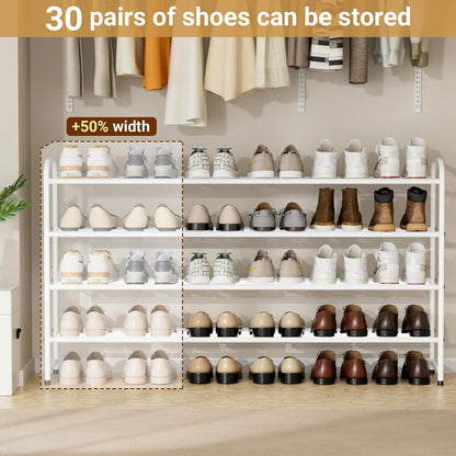 KEETDY 3-Tier Long Shoe Rack for Closet Metal Shoe Organizer for Entryway, Wide Stackable Shoe Storage Shelf with Sturdy Wire Grid for Closet Floor, Bedroom, Black