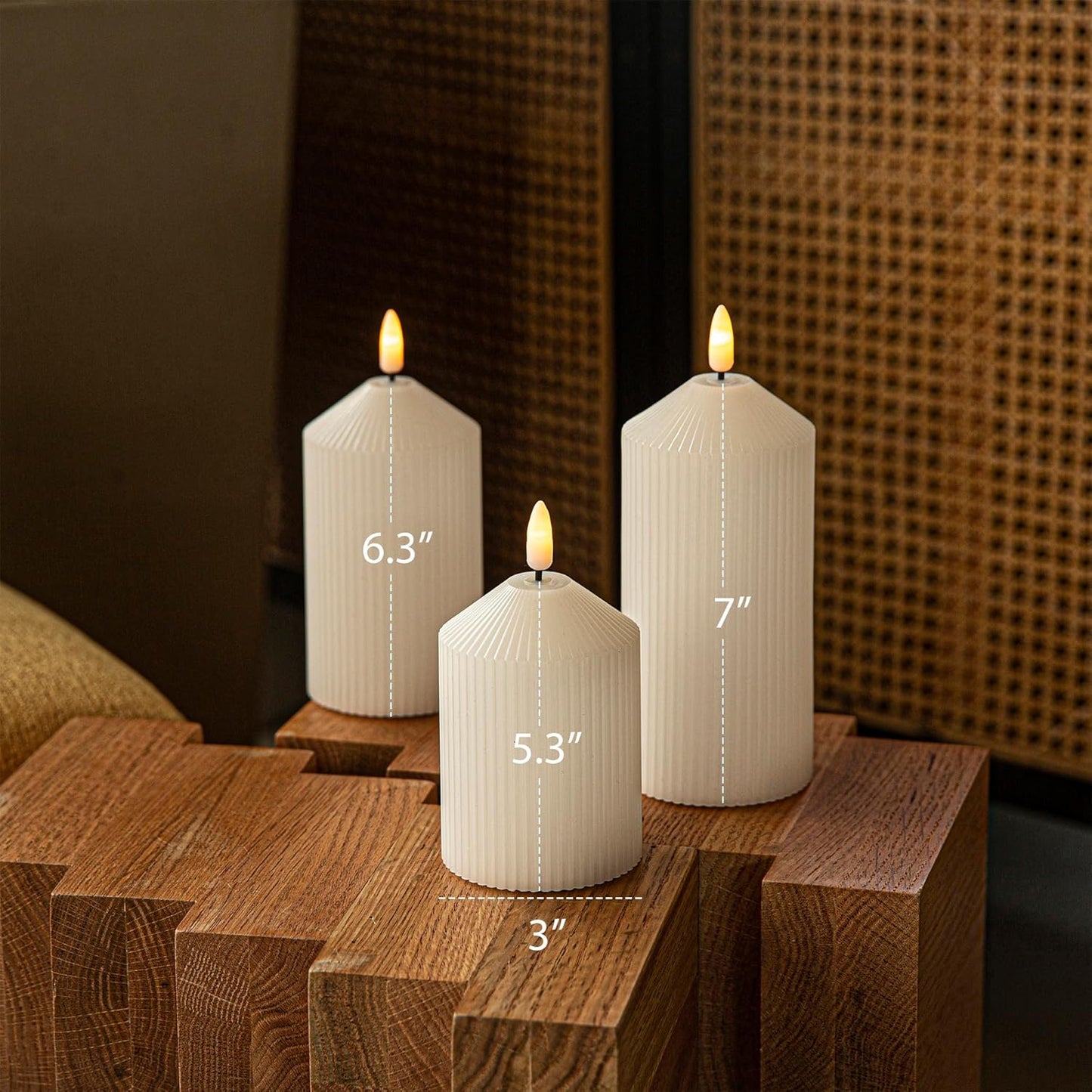 LUSHARBOR Flameless Candles with Remote, 3 Pack Battery Operated Candles Flickering Real Wax LED Fake Pillar Candles with Timer for Wedding Home Party, White