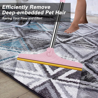 B-Land Carpet Rake for Pet Hair Removal, Reusable Pet Hair Remover with 60” Adjustable Long Handle, Carpet Scraper Broom Dog Cat Hair Remover Tool Fur Sweeper for Rugs, Mats