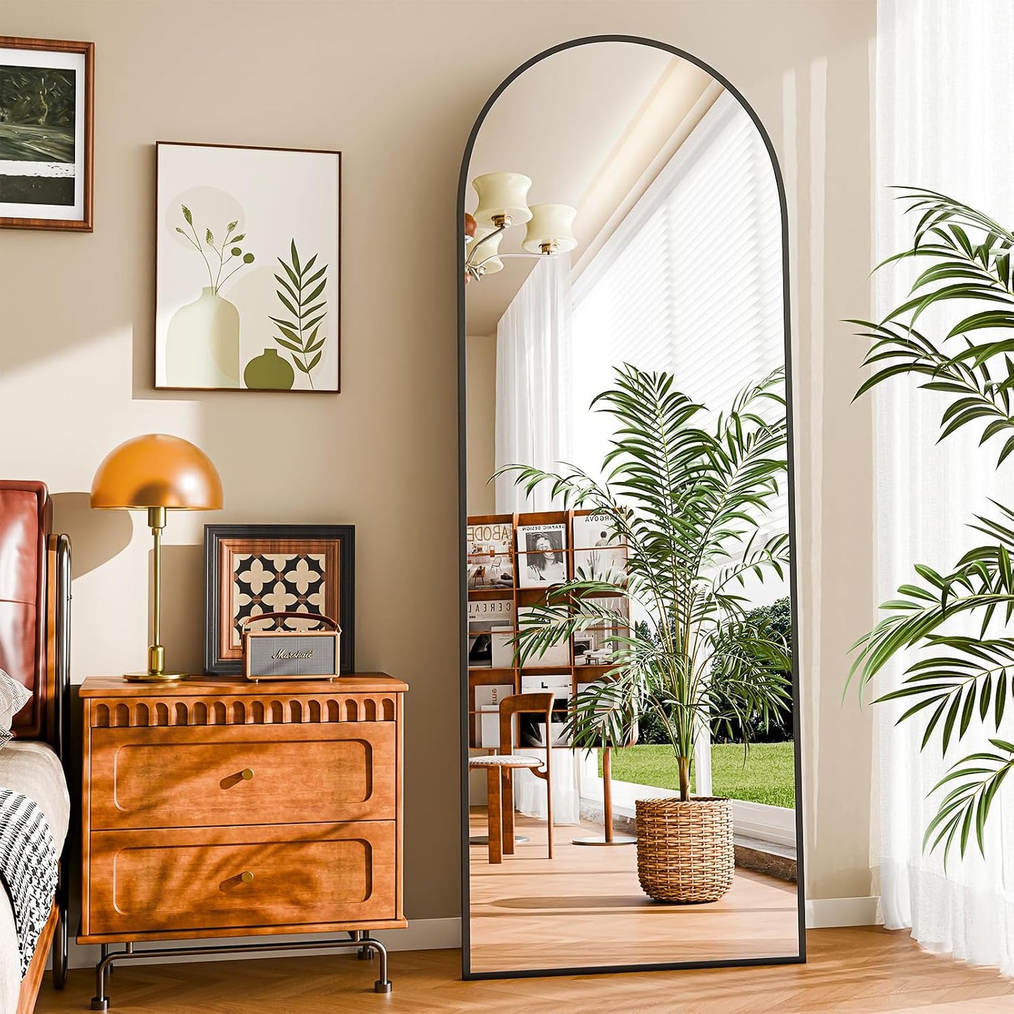 59"x16" Floor Mirror Full Length, Arched Full Length Mirror with Stand, Full Body Mirrors for Bedroom Living Room or Cloakroom Gold