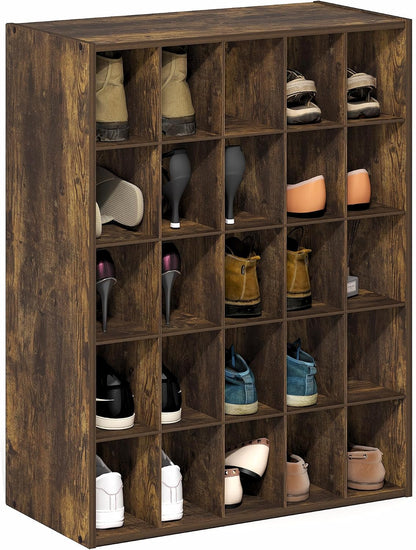 Furinno FANO Shoe Rack, 24-Inch Width 2-Tier Shoe Organizer, Stackable Shoes Storage, 11.7 x 24.2 x 11.7, for Closet Entryway, Office, Garage, Amber Pine