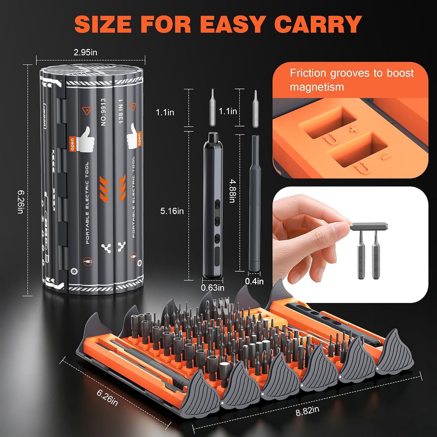 138-IN-1 Electric Screwdriver Set Cordless, Rechargeable Screw Driver with LED Light, 120 Precision Bits, Magnetic Storage Professional Home Repair Tool Kit for Electronics, Camera, Watch, PC RC