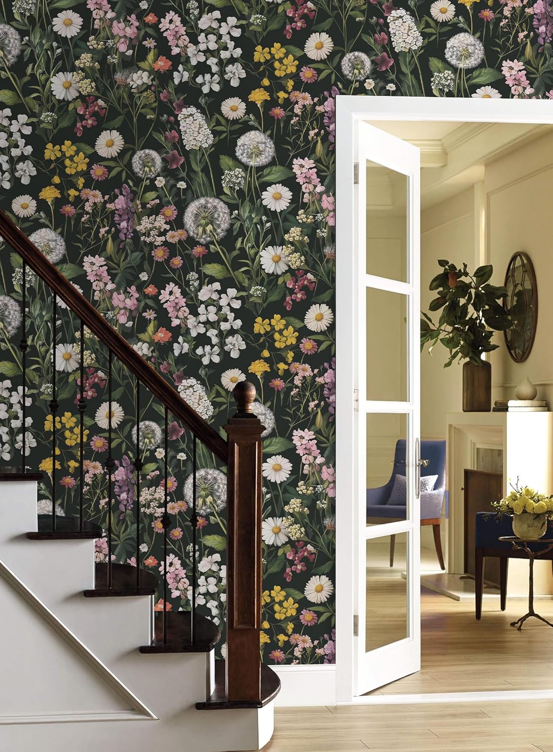 Floral Peel and Stick Wallpaper Floral Leaf Contact Paper 16.9inch x 118.1inch Boho Peel and Stick Wallpaper Green Removable Self Adhesive Flower Contact Paper for Bedroom Decorative Vinyl