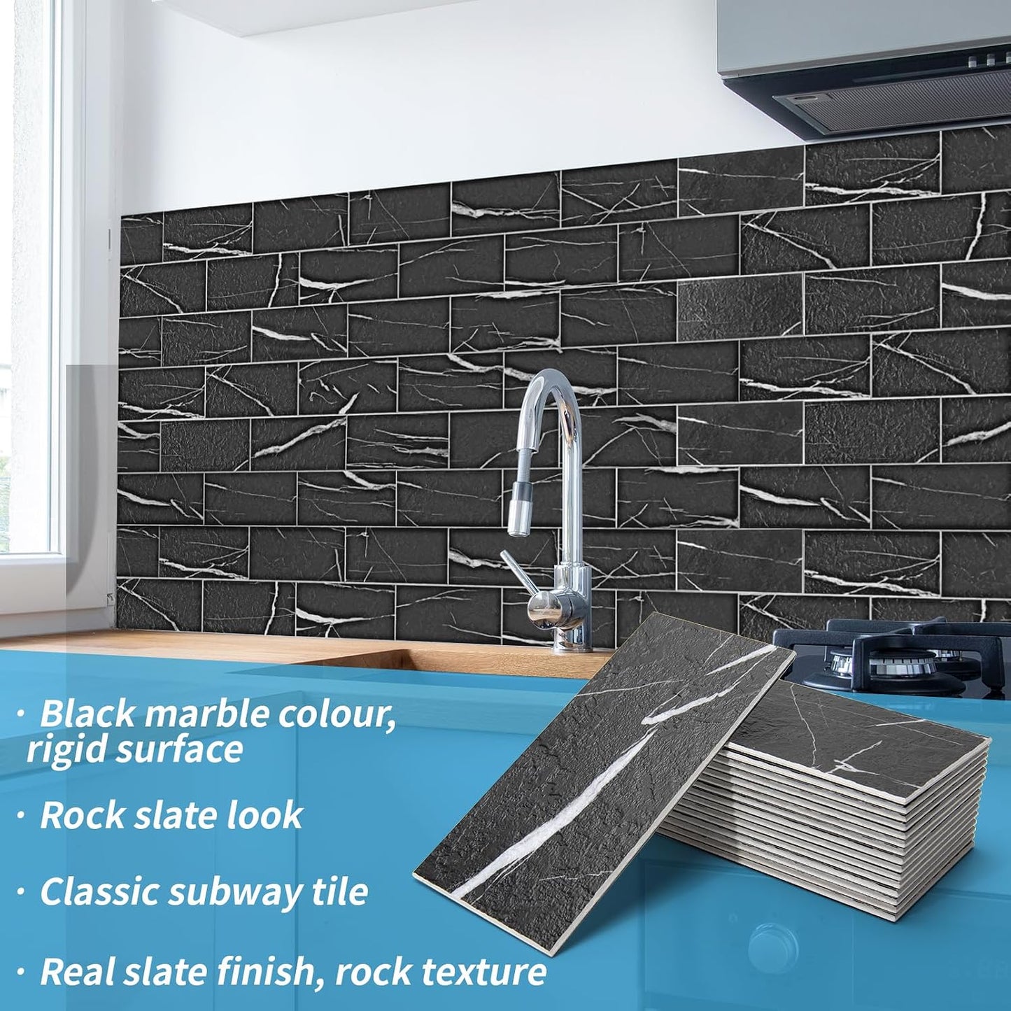 Art3d 102-Piece Peel and Stick Wall Tile for Kitchen Backsplash, Bathroom, Fireplace, 3in. × 6in. Stick on Subway Tile, Glossy White