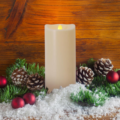 Flameless Flickering Candles with Remote and Timers, 1000 Hours Waterproof Outdoor Indoor Battery Operated LED Pillar Candles, Ivory Plastic, Set of 3(D 3" x H 4" 5" 6")