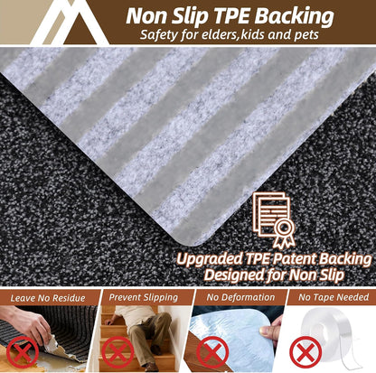 COSY HOMEER Stair Treads for Wooden Steps Non-Slip Carpet Mat,4pcs,Brown | Cut to Size,Peel and Stick,Washable,Residue Free,Self Adhesive,Stair Runner for Kid Elder Pet,28“x9”Carpet Stair Treads