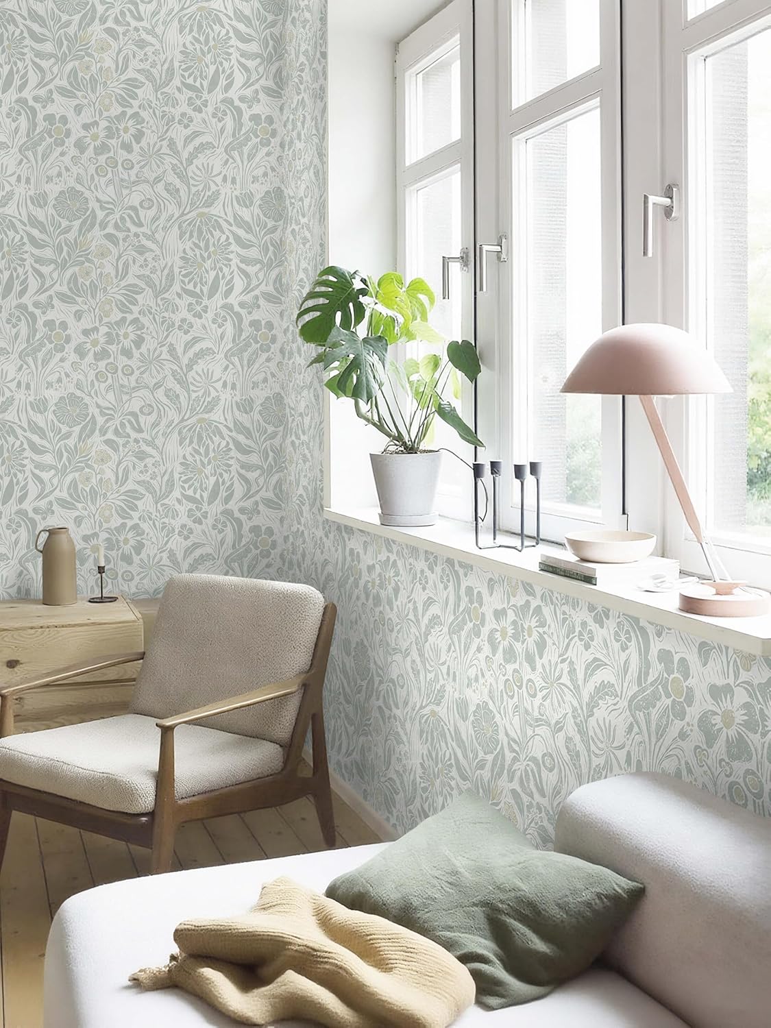 Heroad Peel and Stick Wallpaper Boho Beige Contact Paper Floral Wall Paper Removable Self Adhesive Wallpaper for Cabinet Bedroom Living Room Entryway Walls Bathroom Waterproof Vinyl Roll 17.3''x78.7''