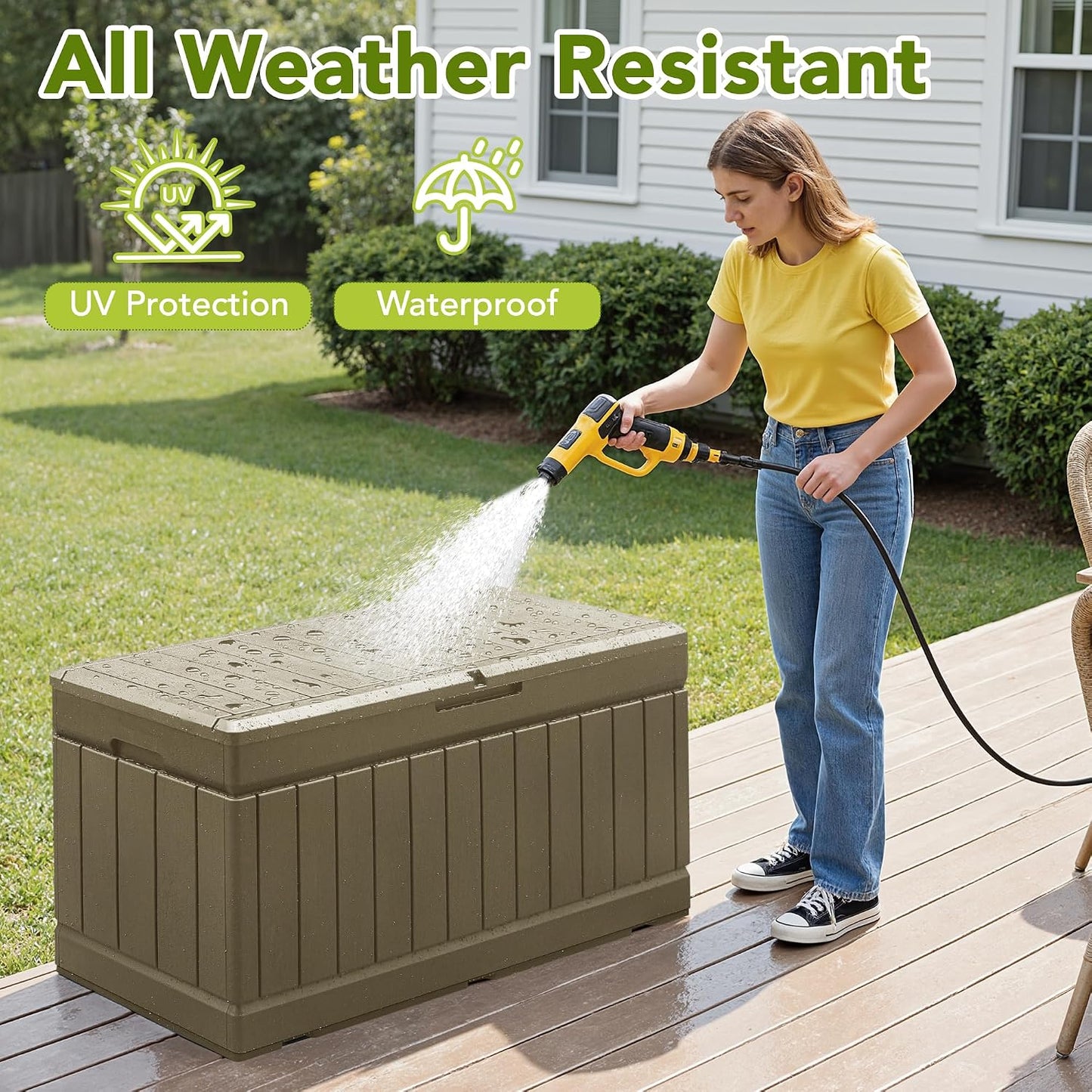 Devoko 30 Gallon Resin Deck Box Waterproof Outdoor Storage Box for Patio Furniture Pool Accessories Indoor Storage for Cushion Garden Tools (30 Gallon, Black)