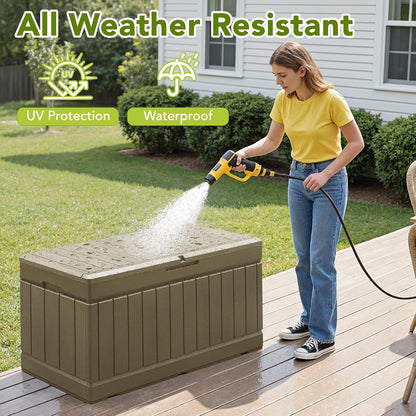 Devoko 30 Gallon Resin Deck Box Waterproof Outdoor Storage Box for Patio Furniture Pool Accessories Indoor Storage for Cushion Garden Tools (30 Gallon, Black)
