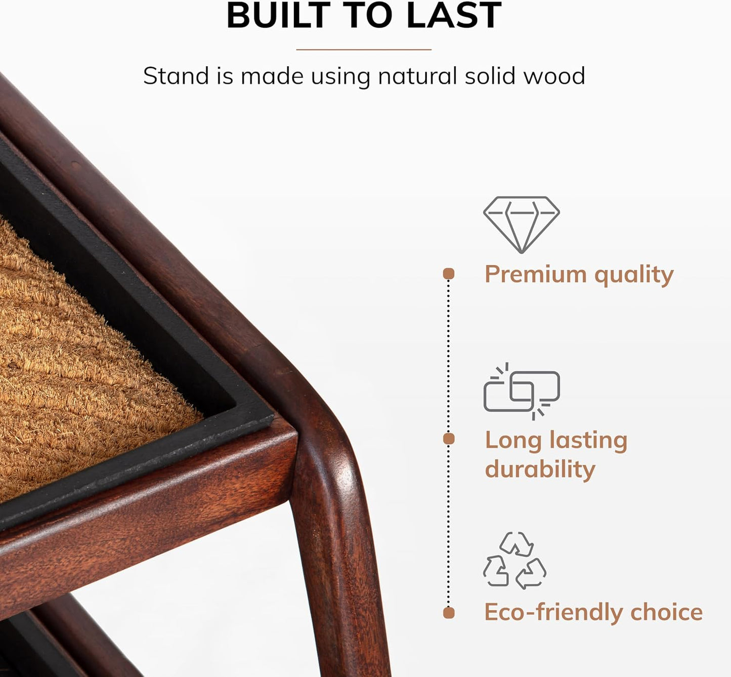 Anji Mountain Heavy Duty Waterproof Wooden Shoe Storage Mat Organizer/Boot Storage Tray Multi Use for Entryway with Coir, Gray and Ivory Insert, 1 Tier, Fits 2 Pair (26.5" Wide)