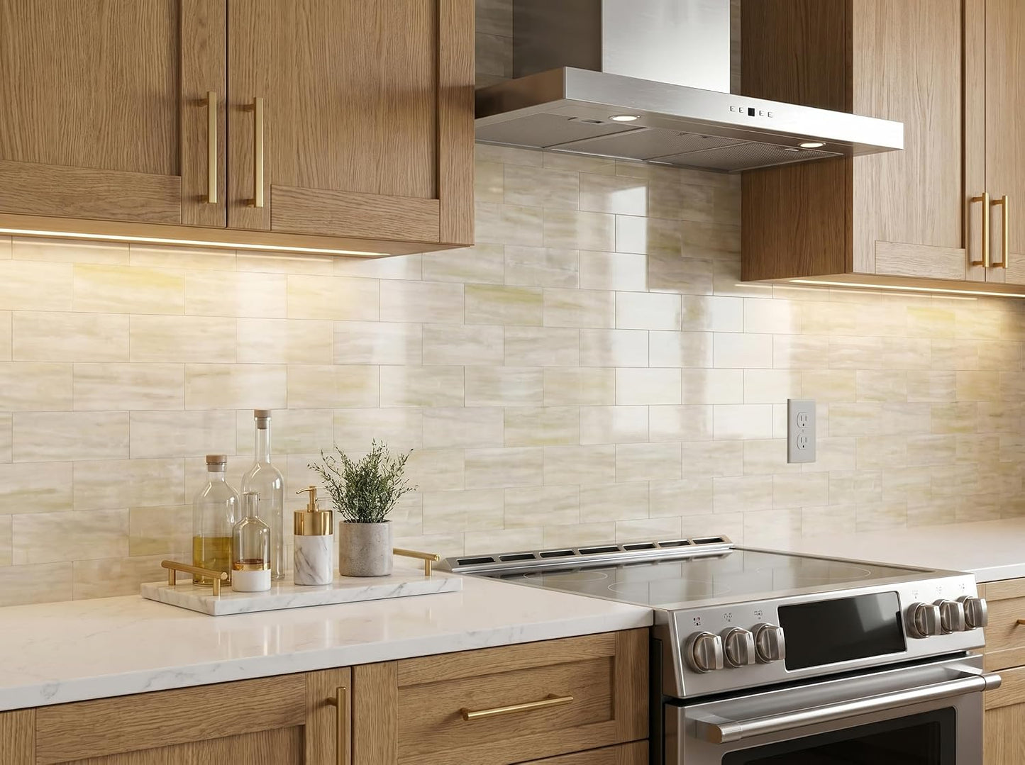 2026 New Upgrade Peel and Stick Backsplash Tile, Peel and Stick 11.34" X 11.57" Wall Tile for Kitchen, Bathroom, Fireplace, Laundry (Beige Ecru, 10 Packs)