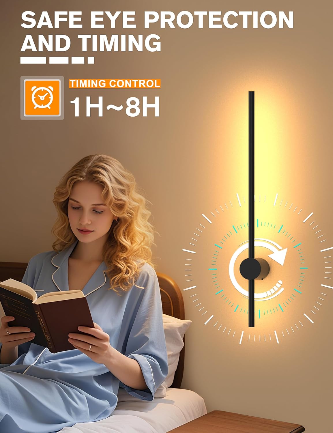JOFIOS Battery Operated Wall Sconces Set of 2, 360°Rotation Wireless Rechargeable Wall Lights: Dimmable Detachable Wall Lamp with Remote Control, 3000K-6000K Infinite Dimming Wall Sconce 27.6 Inch