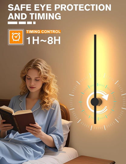 JOFIOS Battery Operated Wall Sconces Set of 2, 360°Rotation Wireless Rechargeable Wall Lights: Dimmable Detachable Wall Lamp with Remote Control, 3000K-6000K Infinite Dimming Wall Sconce 27.6 Inch