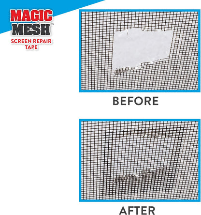 Magic Mesh Screen Repair Tape| Strong Adhesive, Instantly Mend & Repair Holes and Tears in Screen Windows, Doors, RVs & More | Size 9' x 2' (Pack of 1)