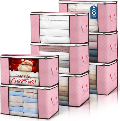 90L Large Storage Bags, 6 Pack Clothes Storage Bins Foldable Closet Organizers Storage Containers with Reinforced Handle for Clothing, Blanket, Comforters, Bed Sheets, Pillows and Toys (Gray)