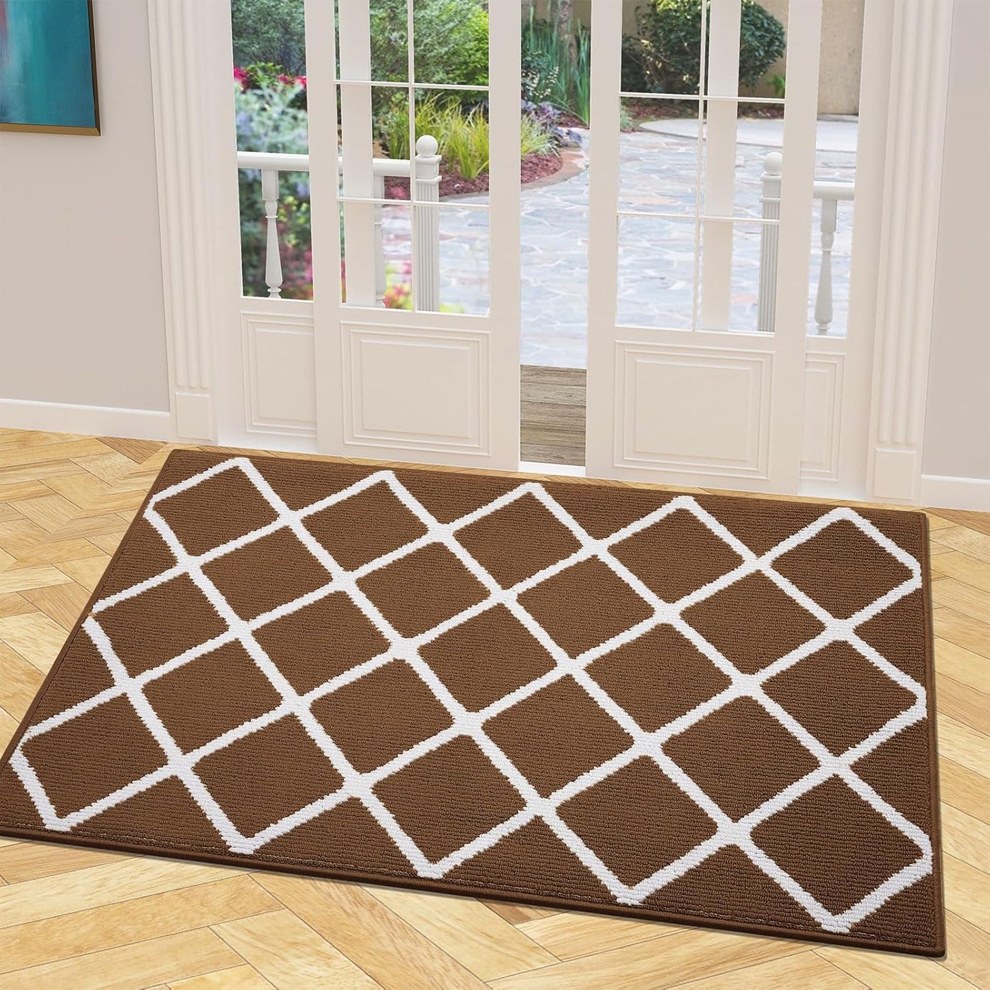 Finchitty Indoor Door Mat, Dirt Resistant and Absorbent, Low-Profile, Non-Slip, Washable Inside Floor Mats for Front Door, Back, and Entrance, 32" x 20", Grey