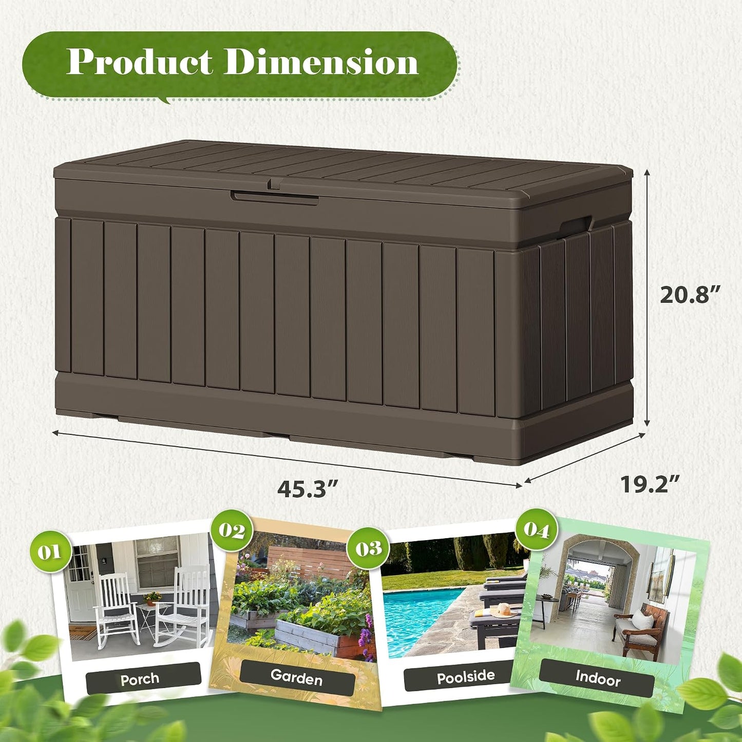 Flamaker Outdoor Storage Box 80 Gallon Resin Waterproof Deck Box Delivery Box with Wood Texture Large Storage Bin for Patio Cushions, (Grey)