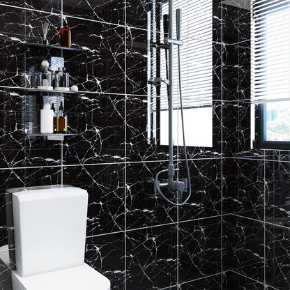10pcs Peel and Stick Tile Shower Waterproof Marble Tiles Wall Panels, 11.8"x11.8" Self-Adhesive Backsplash Tile, PVC Wall Panels Shower Tiles for Home Bathroom, Kitchen, Living Room Blue