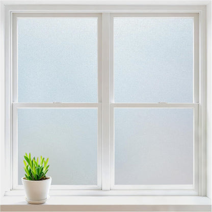 rabbitgoo Window Privacy Film, Frosted Glass Window Clings, Static Cling UV Heat Blocking Door Stickers for Home Bathroom, Removable Indoor Decal Coverings Day and Night, Pure, 17.5 x 78.7 Inches