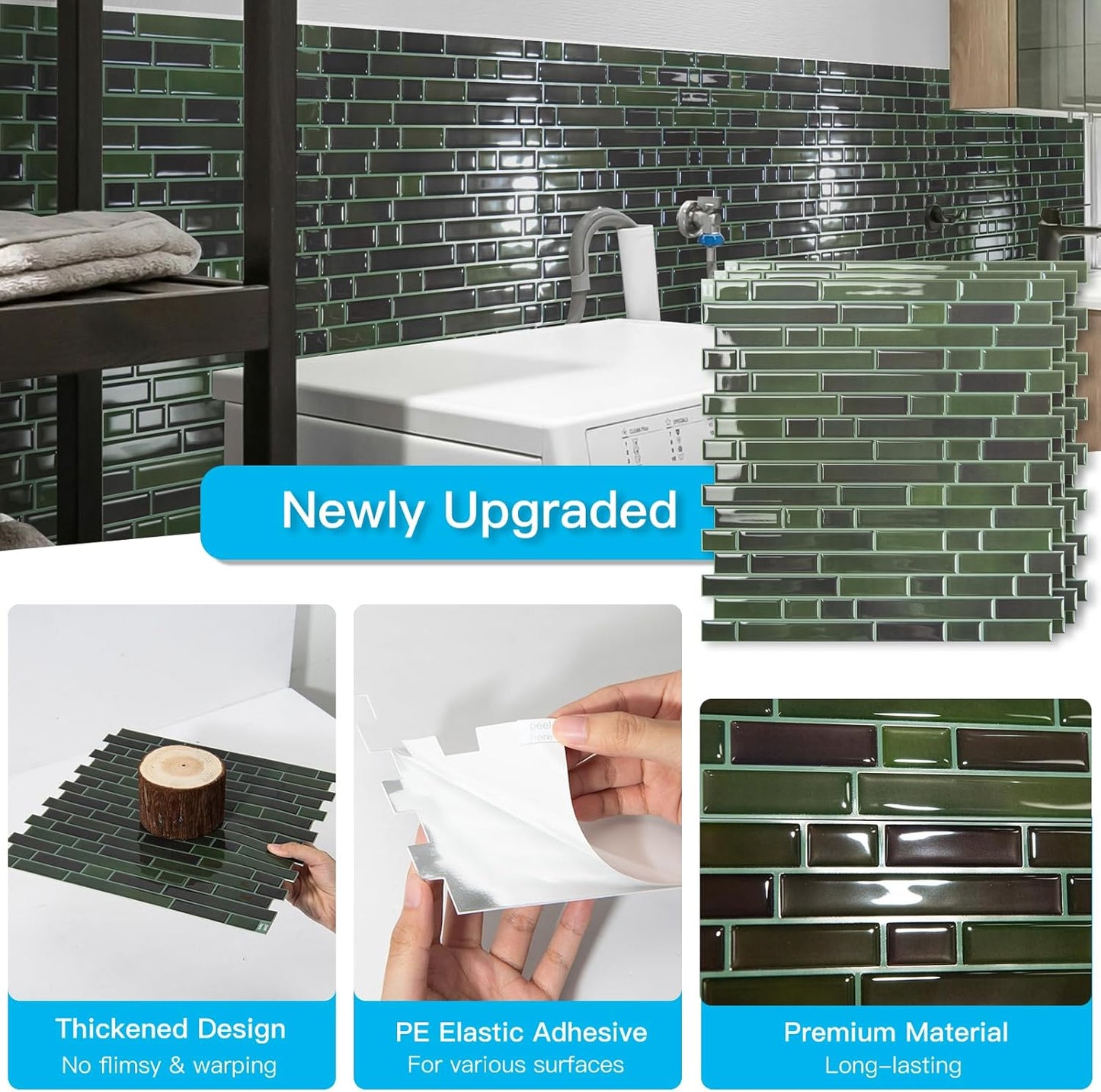 Art3d 10-Sheet Heavy-Duty Peel and Stick Backsplash, Waterproof Wall Tiles Stick on Kitchen Backsplash Living Space, Beige & White