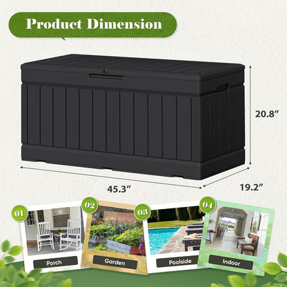 Flamaker Outdoor Storage Box 80 Gallon Resin Waterproof Deck Box Delivery Box with Wood Texture Large Storage Bin for Patio Cushions, (Grey)