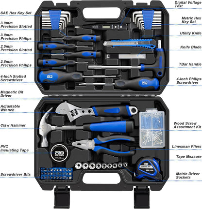 Prostormer 179-Piece Home Tool Kit, General Household Tool Set | Basic Hand Tools with Portable Storage Box for Apartment, Garage, Office and College Dorm