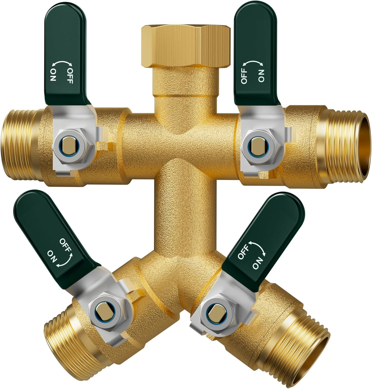 EBH Garden Hose Splitter 2 Way, Heavy Duty Solid Brass Hose Splitter with Shutoff Valves, Water Spigot Splitter With 304 Stainless Steel Handle, Full Flow Outdoor Faucet Splitter, 3/4" GHT Thread