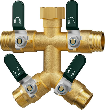 EBH Garden Hose Splitter 2 Way, Heavy Duty Solid Brass Hose Splitter with Shutoff Valves, Water Spigot Splitter With 304 Stainless Steel Handle, Full Flow Outdoor Faucet Splitter, 3/4" GHT Thread