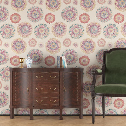 Blue Wallpaper Peel and Stick,Vintage Boho Floral Contact Paper 17.5" x 118", Retro Botanical Flower Wall Paper Self Adhesive Removable Waterproof for Walls Shelves Cabinet Table (Blue,Yellow, Green)