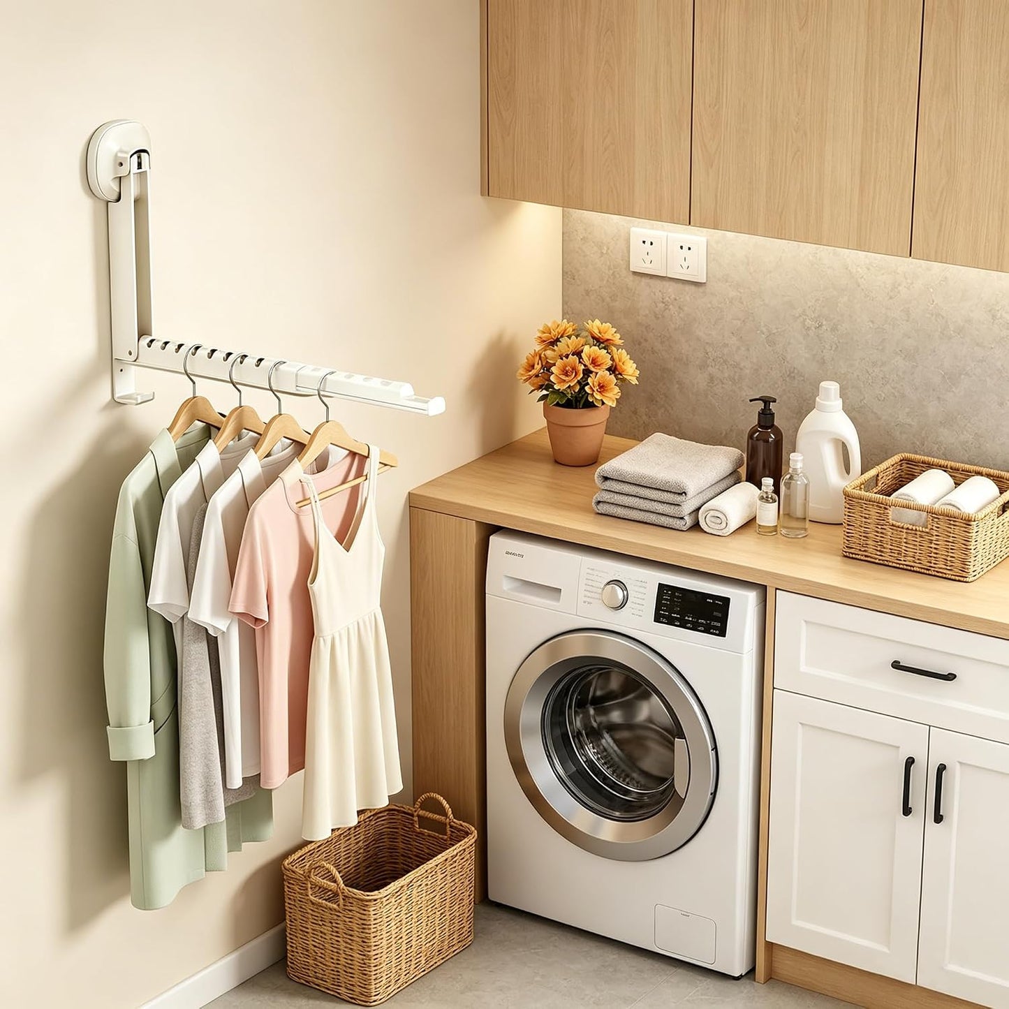 LETINE Suction Cup Wall-Mounted Foldable Drying Rack, Over The Door and Wall-Mounted Hanger for Laundry Room, Bathroom, Bedroom, Travel Storage & Drying in Small Spaces