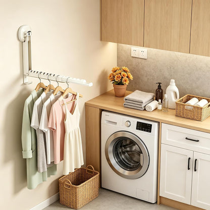 LETINE Suction Cup Wall-Mounted Foldable Drying Rack, Over The Door and Wall-Mounted Hanger for Laundry Room, Bathroom, Bedroom, Travel Storage & Drying in Small Spaces